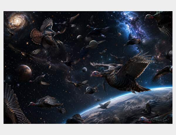 Turkeys soaring through cosmic frontiers by Press Rex