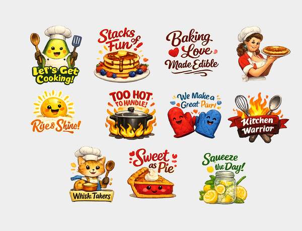 Colorful kitchen fun illustrations by Press Rex