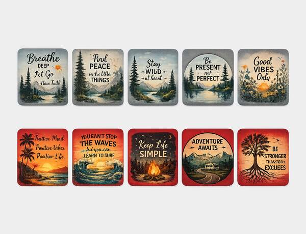 Inspirational pot holders with nature themes by Press Rex