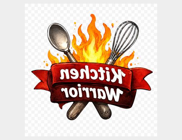 Kitchen warrior logo with fiery theme by Press Rex
