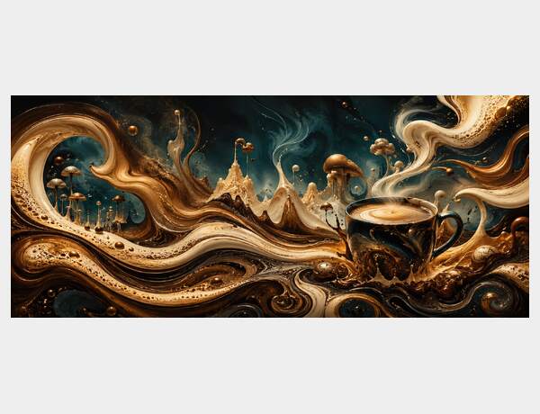 Coffee dreamscape in swirling colors by Press Rex