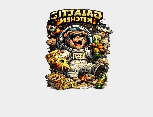 Galactic chef monkey's pizza party by Press Rex