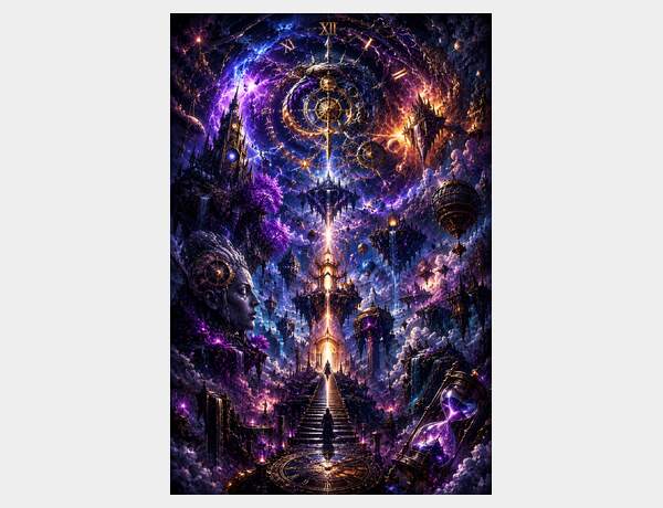 Cosmic clockwork cityscape in the sky by Press Rex