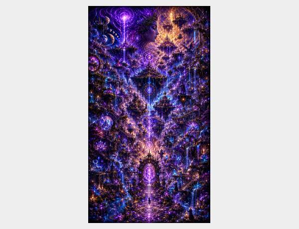 Cosmic dreamscape with floating castles by Press Rex