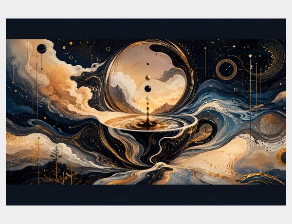 Cosmic swirl with golden accents by Press Rex