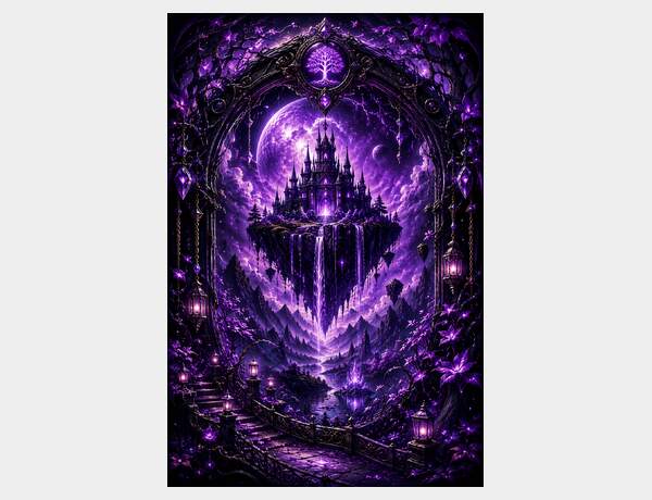 Mystical floating castle in enchanted forest by Press Rex