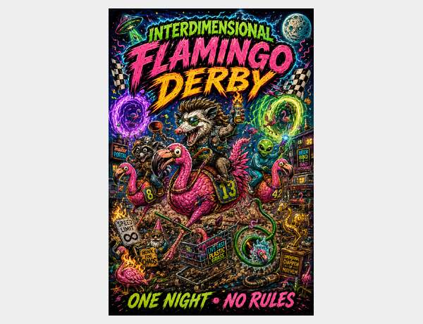 Interdimensional flamingo derby chaos by Press Rex