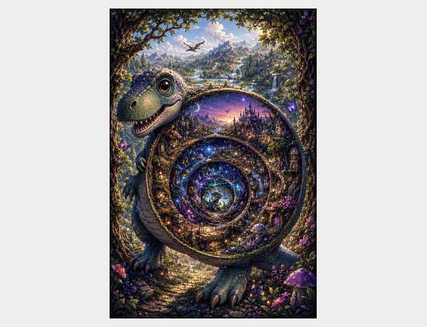 Magical fractal world of a baby T. rex by Press Rex