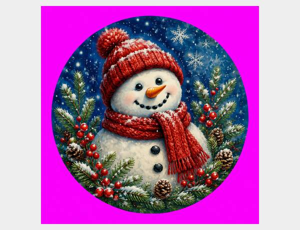 Joyful Snowman Winter Medallion by Press Rex