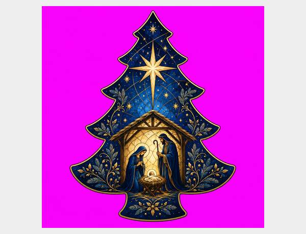 Midnight Blue Nativity Tree by Press Rex