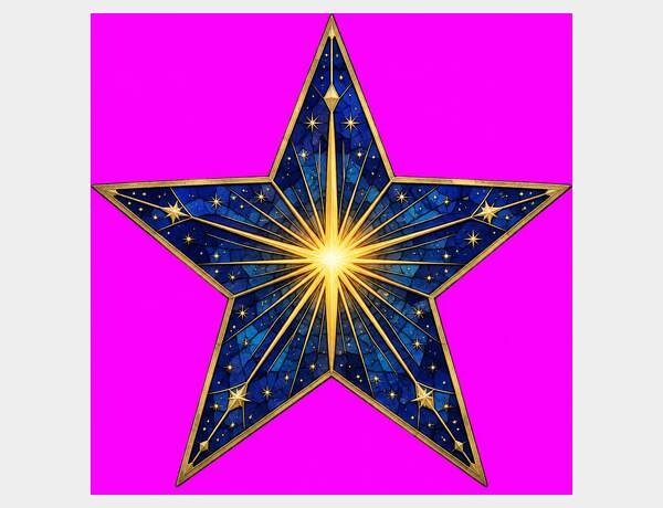 Midnight blue stained-glass Bethlehem star by Press Rex