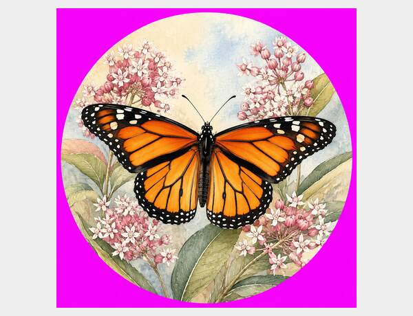 Monarch Among Milkweed Blossoms by Press Rex