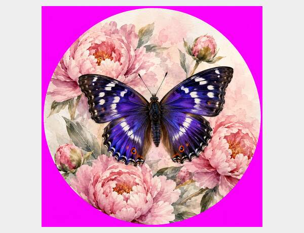 Purple Emperor Among Blush Peonies by Press Rex