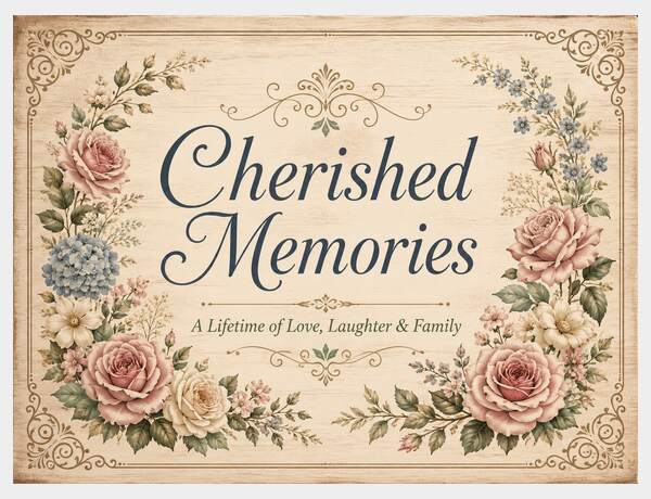 Cherished Memories Floral Keepsake Sign by Press Rex