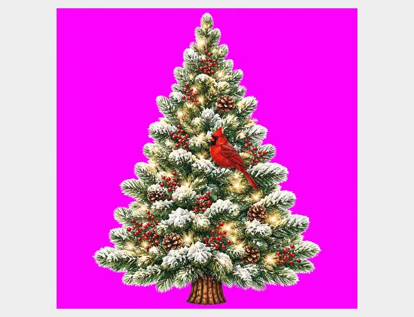 Snowy Cardinal Evergreen · Wind Spinner Artwork by Press Rex